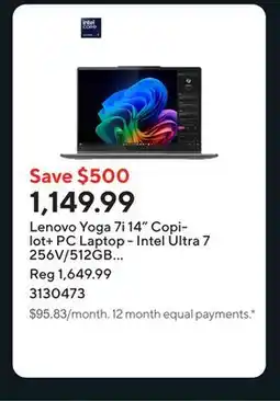 Staples Lenovo Yoga 7i 14 Copilot+ PC Laptop - Intel Ultra 7 256V/512GB SSD/16GB RAM/Windows 11 Home offer