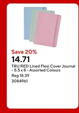 Staples TRU RED Lined Flexi Cover Journal - 5.5 x 8 - Assorted Colours offer