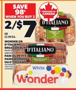 Independent City Market WONDER OR D'ITALIANO BREAD OR BUNS offer