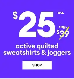 Joe Fresh active quilted sweatshirts & joggers offer