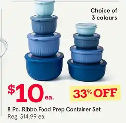 Kitchen Stuff Plus 8 Pc. Ribbo Food Prep Container Set offer