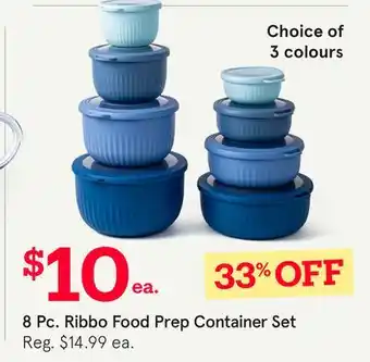 Kitchen Stuff Plus 8 Pc. Ribbo Food Prep Container Set offer