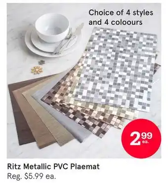 Kitchen Stuff Plus Ritz Metallic PVC Placemat offer