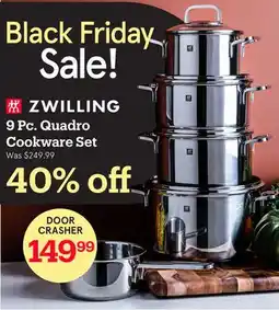 Kitchen Stuff Plus ZWILLING 9 Pc. Quadro Cookware Set offer