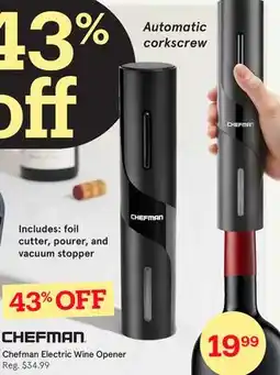 Kitchen Stuff Plus Chefman Electric Wine Opener/Corkscrew offer