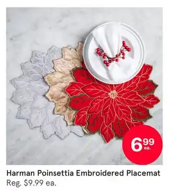 Kitchen Stuff Plus Harman Poinsettia Embroidered Placemat offer