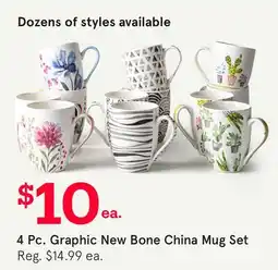 Kitchen Stuff Plus 4 Pc. Graphic New Bone China Mug Set offer
