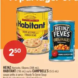 Pharmaprix HEINZ Beans (398 mL), HABITANT (796 mL or CAMPBELL'S (515 mL) offer