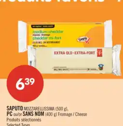 Pharmaprix SAPUTO MOZZARELLISSIMA (500 g), PC or NO NAME (400 g) Cheese offer