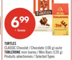 Pharmaprix TURTLES CLASSIC (100 g) or TOBLERONE Mini Bars (120 g) offer