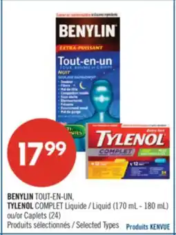 Pharmaprix BENYLIN TOUT-EN-UN TYLENOL Liquid (170ml -180mL) or Caplets (24) offer