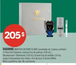 Pharmaprix RABANNE INVICTUS VICTORY ELIXIR Deodorant (150 mL) and Eau de toilette (10 mL) offer