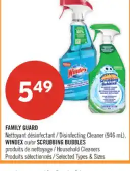 Pharmaprix FAMILY GUARD Disinfecting Cleaner (946 mL), WINDEX or SCRUBBING BUBBLES Household Cleaners offer