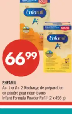 Pharmaprix ENFAMIL A+ 1 or A+ 2 Infant Formula Powder Refill (2 x 496 g) offer