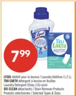 Pharmaprix LYSOL Laundry Additive (1.2 L). TRU EARTH Laundry Detergent Strips (16) or OXI CLEAN Stain Remover offer