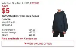 Costco Tuff Athletics women's fleece hoodie offer