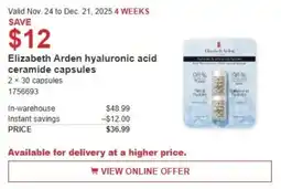 Costco Elizabeth Arden hyaluronic acid ceramide capsules offer