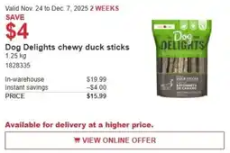 Costco Dog Delights chewy duck sticks offer