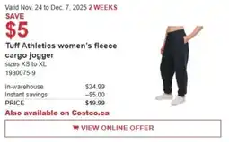 Costco Tuff Athletics women's fleece cargo jogger offer