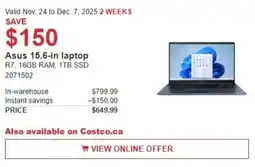 Costco Asus laptop offer
