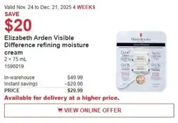 Costco Elizabeth Arden Visible Difference refining moisture cream offer