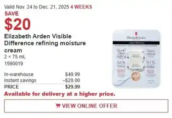 Costco Elizabeth Arden Visible Difference refining moisture cream offer