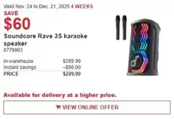 Costco Soundcore Rave 3S karaoke speaker offer
