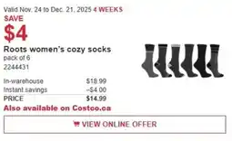 Costco Roots women's cozy socks offer