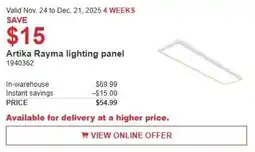 Costco Artika Rayma lighting panel offer