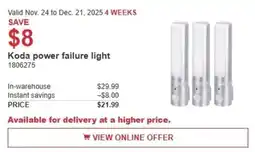 Costco Koda power failure light offer