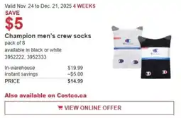 Costco Champion men's crew socks offer
