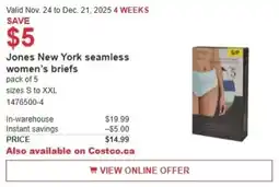 Costco Jones New York seamless women's briefs offer