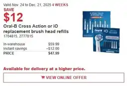 Costco Oral-B Cross Action or iO replacement brush head refills offer
