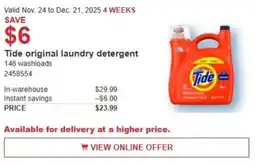 Costco Tide original laundry detergent offer