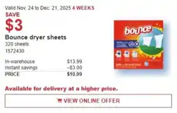 Costco Bounce dryer sheets offer