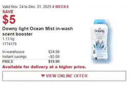 Costco Downy light Ocean Mist in-wash scent booster offer