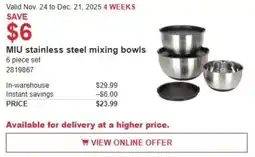 Costco MIU stainless steel mixing bowls offer