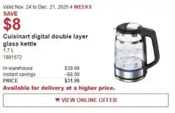 Costco Cuisinart digital double layer glass kettle offer