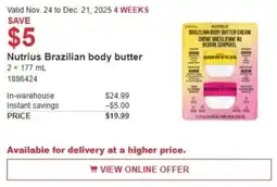 Costco Nutrius Brazilian body butter offer