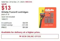 Costco Gillette Fusion5 cartridges offer