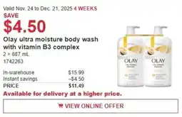 Costco Olay ultra moisture body wash with vitamin B3 complex offer