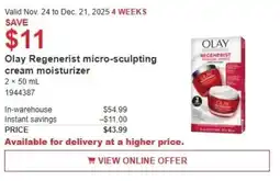 Costco Olay Regenerist micro-sculpting cream moisturizer offer