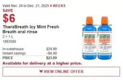 Costco TheraBreath Icy Mint Fresh Breath oral rinse offer