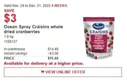 Costco Ocean Spray Craisins whole dried cranberries offer