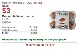 Costco Dessert Italiano tiramisu offer