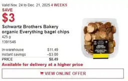 Costco Schwartz Brothers Bakery organic Everything bagel chips offer