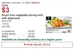Costco Royal Asia vegetable spring rolls with edamame offer