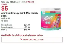 Costco Alani Nu Energy Drink Mix offer