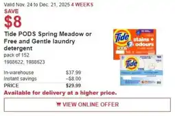 Costco Tide PODS Spring Meadow or Free and Gentle laundry detergent offer