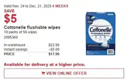 Costco Cottonelle flushable wipes offer